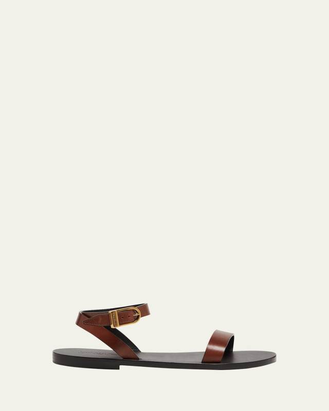 Sahara Leather Ankle-Strap Sandals